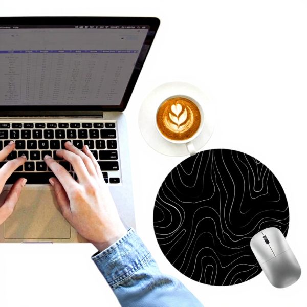 Tapis de souris rond ZKTDJ topographique antidérapant bureau