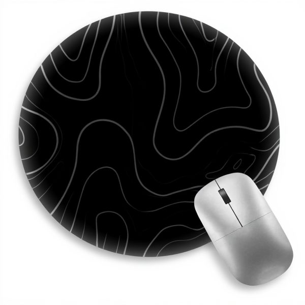 Tapis de souris rond ZKTDJ topographique antidérapant bureau