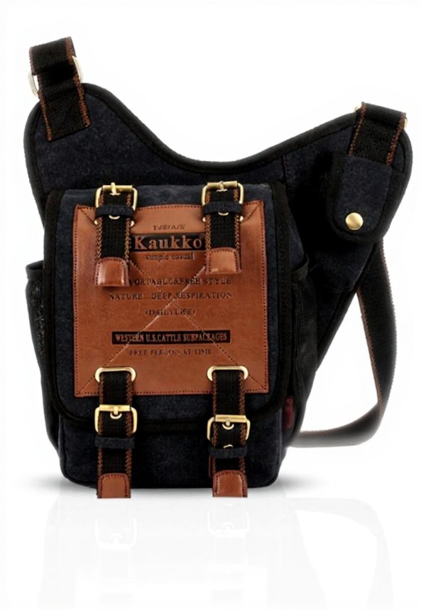 FANDARE Sac à dos porté travers toile noir sport randonnée