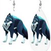 Boucles doreilles cuir GGNKDL Topo Map Wolf goutte deau