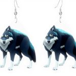 Boucles doreilles cuir GGNKDL Topo Map Wolf goutte deau