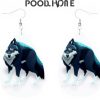 Boucles doreilles cuir GGNKDL Topo Map Wolf goutte deau
