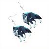 Boucles doreilles cuir GGNKDL Topo Map Wolf goutte deau
