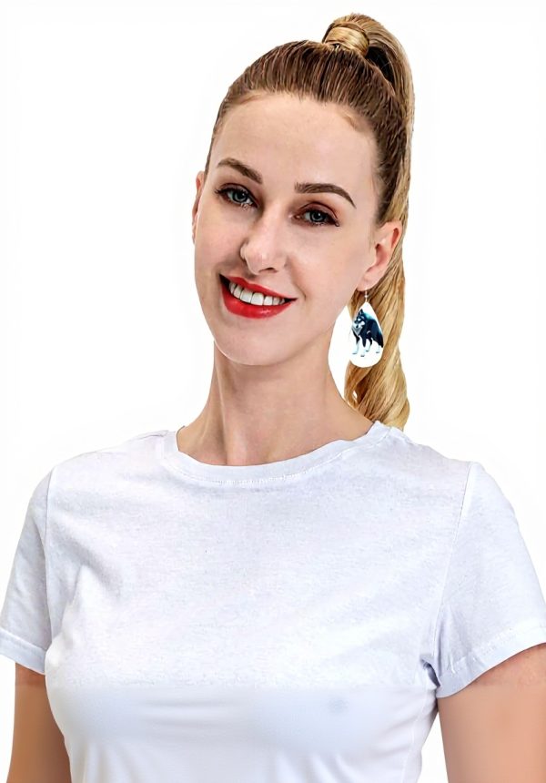 Boucles doreilles cuir GGNKDL Topo Map Wolf goutte deau