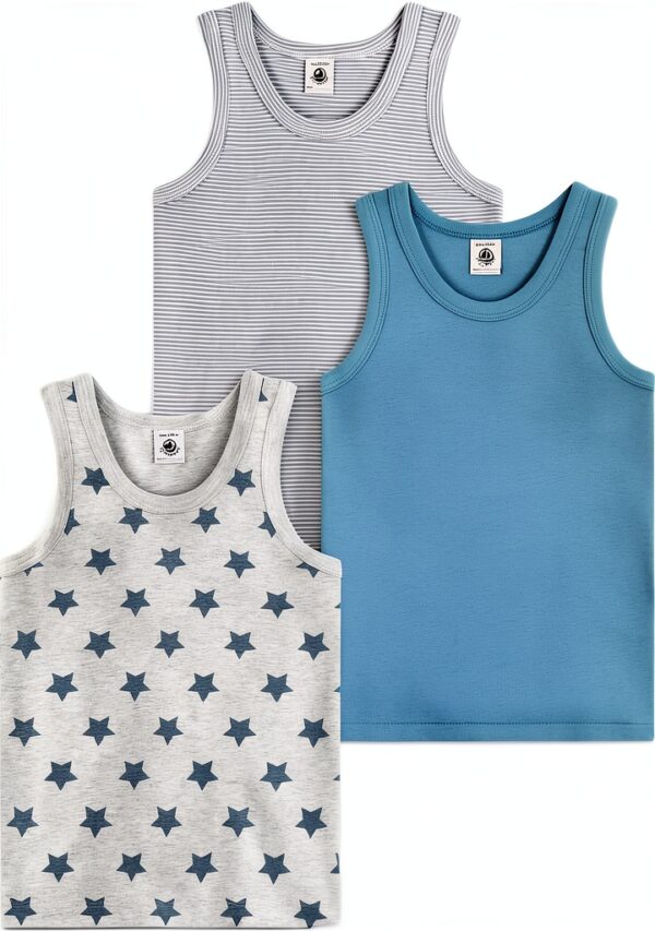 Débardeurs garçon Petit Bateau lot 3 coton extensible-0