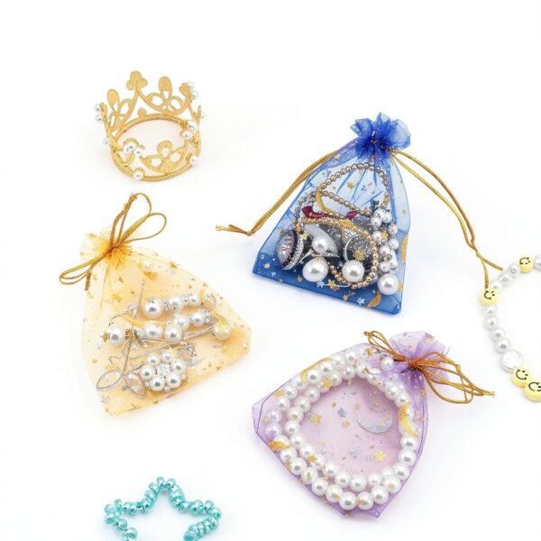 Fuyamp Sachet Organza Étoile Lune Cadeau Bijoux-5