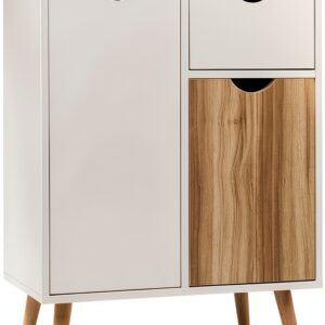 Buffet Mondeer Blanc Chêne Rangement Salon Moderne-0