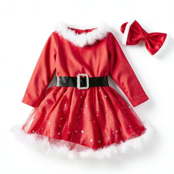 Robe bébé fille Generisch douce respirante rouge tailles-2