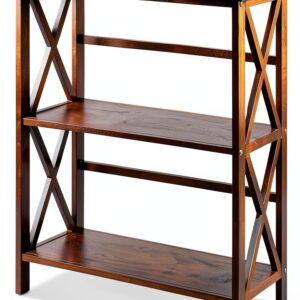 Table d'entrée GIANTEX 3 niveaux pin naturel rangement-0