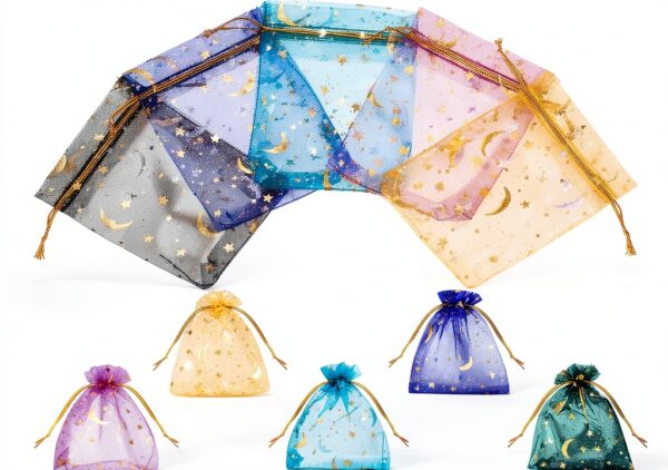 Fuyamp Sachet Organza Étoile Lune Cadeau Bijoux-1