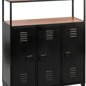 Meuble de bar ESTER IDMarket métal noir plateau bois 3-0