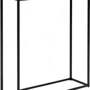 Table console industrielle BAÏTA métal noir plateau chêne-0