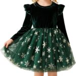 Robe fille velours paillettes fête Noël anniversaire-0