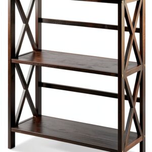 Table d'entrée GIANTEX 3 niveaux pin naturel rangement-0