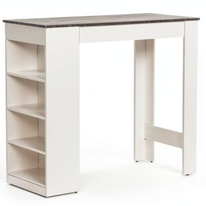 Table de bar HOMCOM bois rangement 4 étagères gris-0