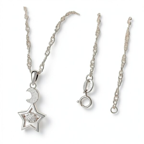 Collier étoile lune MICMIF argent 925 zircon cubique femme-3