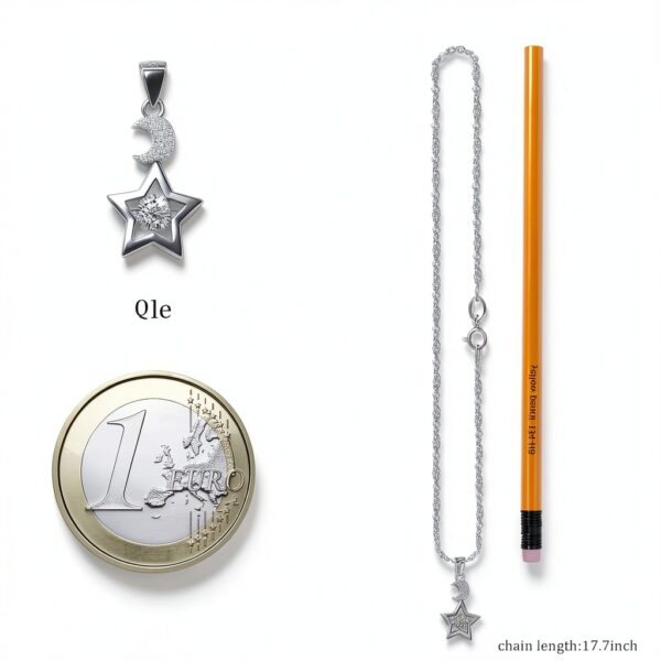 Collier étoile lune MICMIF argent 925 zircon cubique femme-1