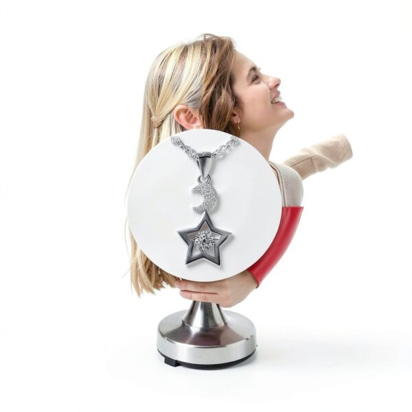 Collier étoile lune MICMIF argent 925 zircon cubique femme-5