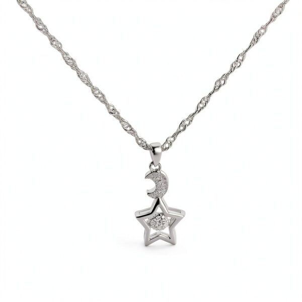 Collier étoile lune MICMIF argent 925 zircon cubique femme-2